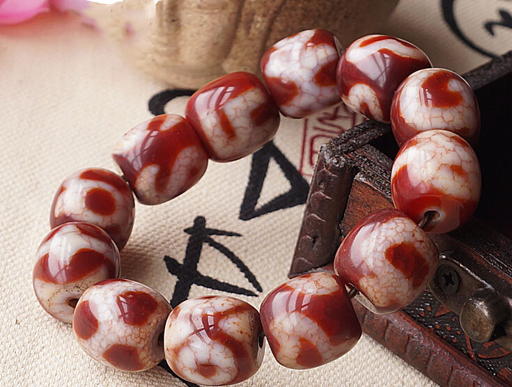 Consecration Tibetan Good Luck Totem Dzi Beads Wrist Malas Buddhist Prayer Beads Bracelet